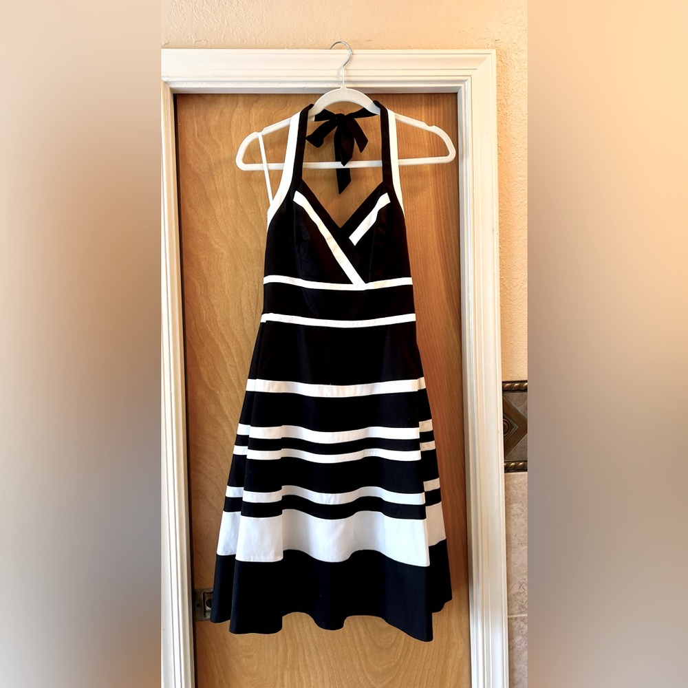 WHBM fit and flare halter dress